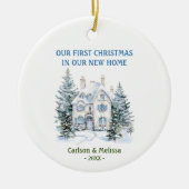 Unsere ersten Weihnachten auf unserer neuen Zuhaus Keramik Ornament (Vorne)