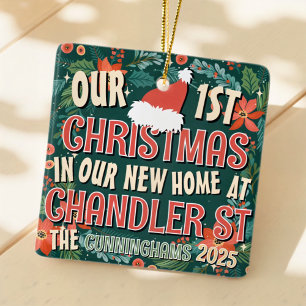 Unsere ersten Weihnachten auf unserer neuen Zuhaus Keramikornament