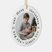 Unsere ersten Weihnachten - Big Bro & Little Sis R Keramik Ornament (Rechts)