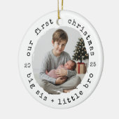 Unsere ersten Weihnachten - Big Bro & Little Sis R Keramik Ornament (Links)