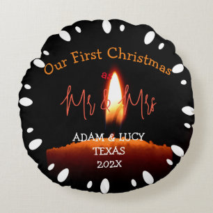 Unsere ersten Weihnachten Herr und Frau frisch ver Rundes Kissen