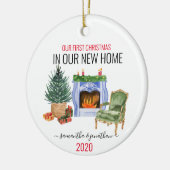 Unsere ersten Weihnachten in neuer Zuhause-Wasserf Keramik Ornament (Links)