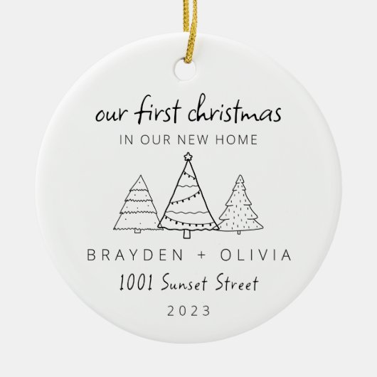 Unsere ersten Weihnachten in New Zuhause Minimalis Keramik Ornament (Vorne)
