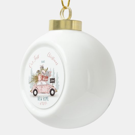 Unsere ersten Weihnachten in unserem neuen Zuhause Keramik Kugel-Ornament (Rechts)