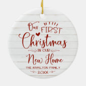 Unsere ersten Weihnachten in unserem neuen Zuhause Keramik Ornament (Hinten)