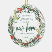 Unsere ersten Weihnachten in unserem neuen Zuhause Keramik Ornament (Links)