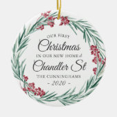 Unsere ersten Weihnachten in unserem neuen Zuhause Keramik Ornament (Vorne)