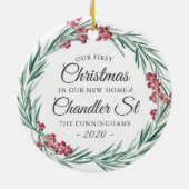 Unsere ersten Weihnachten in unserem neuen Zuhause Keramik Ornament (Hinten)