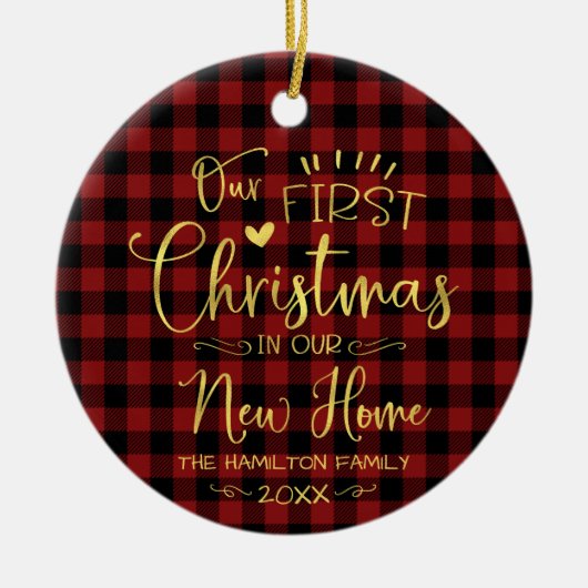 Unsere ersten Weihnachten in unserem neuen Zuhause Keramik Ornament (Vorne)