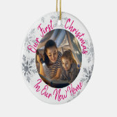 Unsere ersten Weihnachten in unserem neuen Zuhause Keramik Ornament (Rechts)