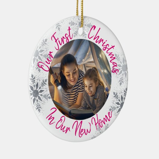 Unsere ersten Weihnachten in unserem neuen Zuhause Keramik Ornament (Rechts)