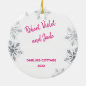 Unsere ersten Weihnachten in unserem neuen Zuhause Keramik Ornament (Hinten)