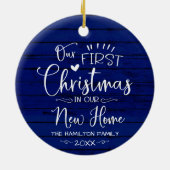 Unsere ersten Weihnachten in unserem neuen Zuhause Keramik Ornament (Hinten)