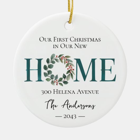 Unsere ersten Weihnachten in unserem neuen Zuhause Keramik Ornament (Vorne)