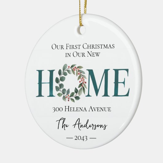 Unsere ersten Weihnachten in unserem neuen Zuhause Keramik Ornament (Links)