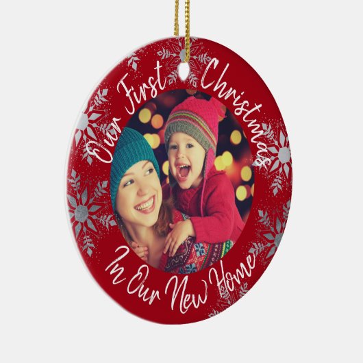 Unsere ersten Weihnachten in unserem neuen Zuhause Keramik Ornament (Rechts)