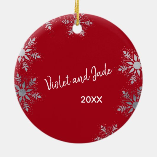 Unsere ersten Weihnachten in unserem neuen Zuhause Keramik Ornament (Hinten)