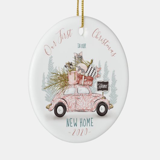 Unsere ersten Weihnachten in unserem neuen Zuhause Keramik Ornament (Rechts)