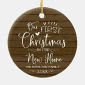 Unsere ersten Weihnachten in unserem neuen Zuhause Keramik Ornament (Hinten)