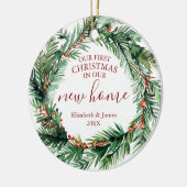 Unsere ersten Weihnachten in unserem neuen Zuhause Keramik Ornament (Links)