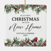 Unsere ersten Weihnachten in unserem neuen Zuhause Keramikornament (Rückseite)