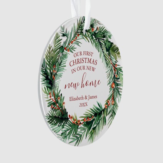 Unsere ersten Weihnachten in unserem neuen Zuhause Ornament (Vorderseite)