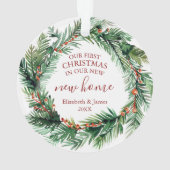 Unsere ersten Weihnachten in unserem neuen Zuhause Ornament (Rückseite)