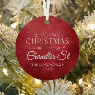 Unsere ersten Weihnachten in unserem neuen Zuhause Ornament Aus Metall