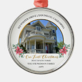 Unsere ersten Weihnachten in unserem neuen Zuhause Ornament Aus Metall (Vorne)