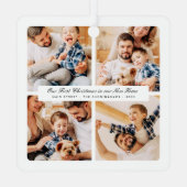 Unsere ersten Weihnachten in unserem neuen Zuhause Ornament Aus Metall (Rückseite)