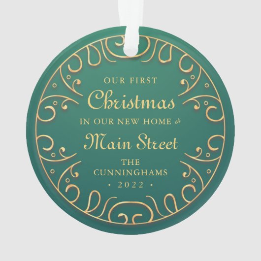 Unsere ersten Weihnachten in unseren neuen Zuhause Ornament (Rückseite)