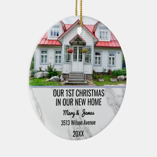 Unsere ersten Weihnachten in unserer neuen Zuhause Keramik Ornament (Rechts)