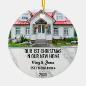 Unsere ersten Weihnachten in unserer neuen Zuhause Keramik Ornament (Vorne)