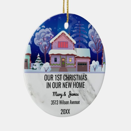 Unsere ersten Weihnachten in unserer neuen Zuhause Keramik Ornament (Rechts)