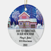 Unsere ersten Weihnachten in unserer neuen Zuhause Keramik Ornament (Links)