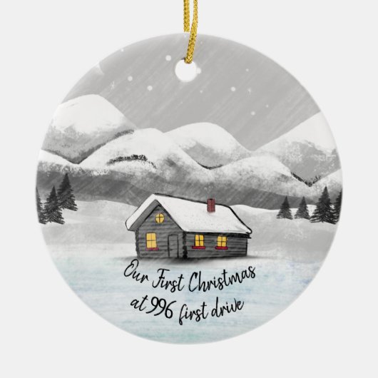 unsere ersten Weihnachten in unserer neuen Zuhause Keramik Ornament (Vorne)