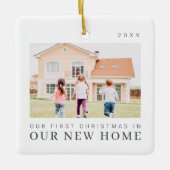 Unsere ersten Weihnachten in unserer neuen Zuhause Keramikornament (Vorderseite)