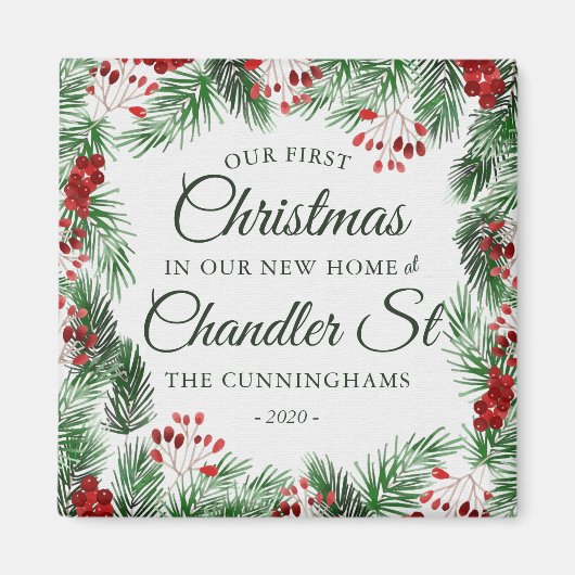 Unsere ersten Weihnachten in unserer neuen Zuhause Magnet (Vorne)