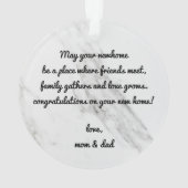 Unsere ersten Weihnachten in unserer neuen Zuhause Ornament (Rückseite)