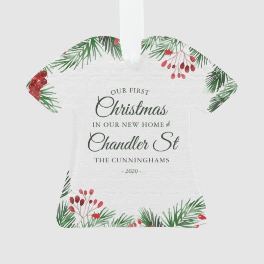 Unsere ersten Weihnachten in unserer neuen Zuhause Ornament (Rückseite)
