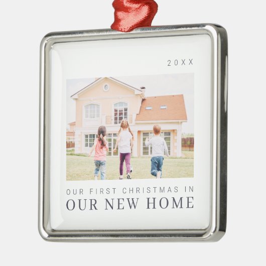 Unsere ersten Weihnachten in unserer neuen Zuhause Ornament Aus Metall (Links)