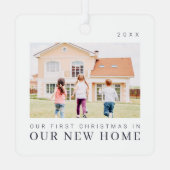 Unsere ersten Weihnachten in unserer neuen Zuhause Ornament Aus Metall (Rückseite)