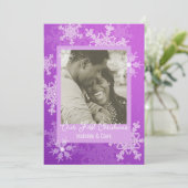 Unsere ersten Weihnachten Lila Schneeflocken Minim (Stehend Vorderseite)