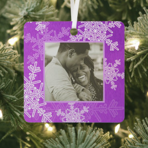 Unsere ersten Weihnachten Lila Schneeflocken Minim Ornament Aus Metall