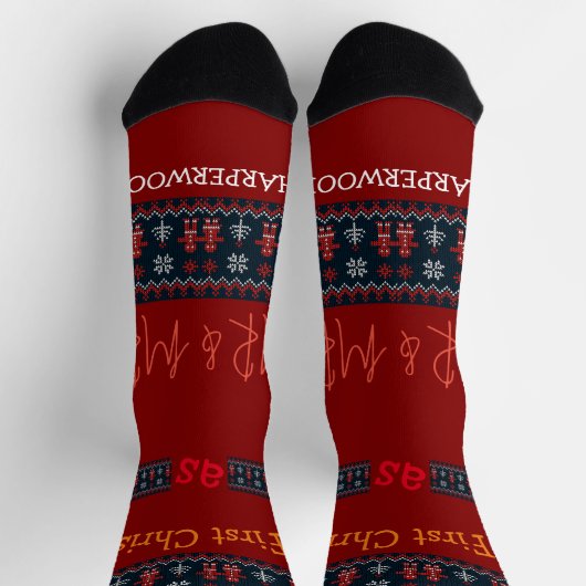 Unsere ersten Weihnachten Mr. and Mrs. / Couple fr Socken (Oben)