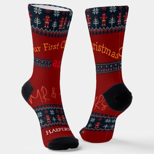 Unsere ersten Weihnachten Mr. and Mrs. / Couple fr Socken (Gewinkelt)