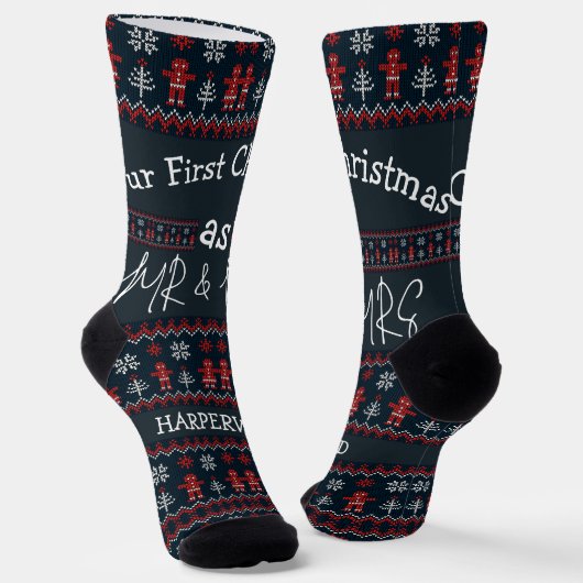 Unsere ersten Weihnachten Mr. and Mrs. / Couple fr Socken (Gewinkelt)