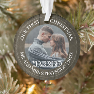 Unsere ersten Weihnachten Mr. and Mrs. elegante 2 Ornament
