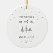 Unsere ersten Weihnachten Mr. and Mrs Simple Trees Keramik Ornament (Vorne)