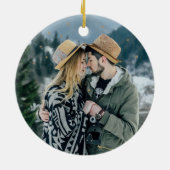 Unsere ersten Weihnachten Mr. and Mrs Simple Trees Keramik Ornament (Hinten)